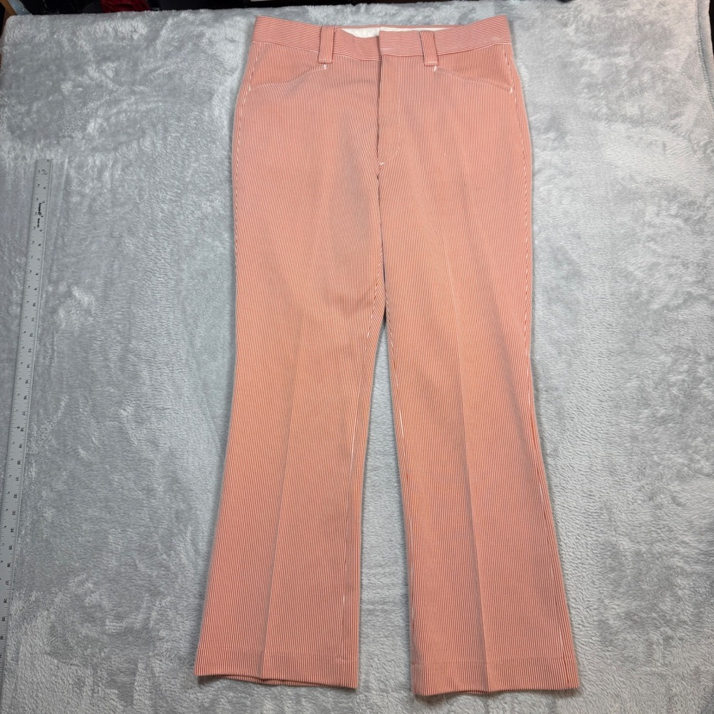 Vintage Farah Striped Trousers Mens 34 (Fits 34x30) Orange White Flare 70s